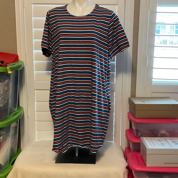 Terra & Sky Dresses & Skirts - Terra & Sky Striped Mini Dress - Red, Blue, Black, White